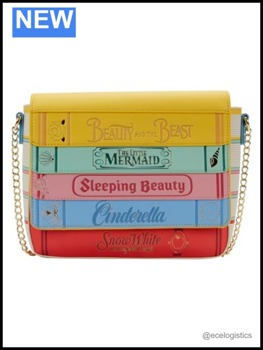 Loungefly Disney Princess Books Crossbody Bag Faux Leather Chain Strap